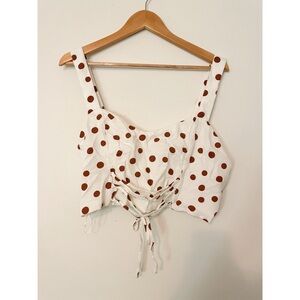 White and Brown Polka Dot Abercrombie and Fitch Top